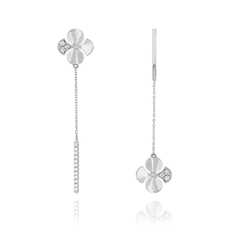 FLEURS DIAMOND PETALE CHAIN DROP EARRINGS