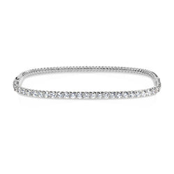 18K White Gold Diamond Bangle with a Twist Pattern