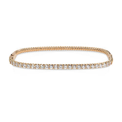 18K Rose Gold Diamond Bangle with a Twist Pattern