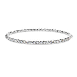 18K White Gold Diamond Bangle with a Braid and Twist Pattern