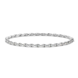 18K white gold twist-shaped bangle with ethically-sourced round brilliant diamonds