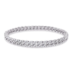 18K White Gold Twist Chain Bangle with Round Brilliant Diamonds.