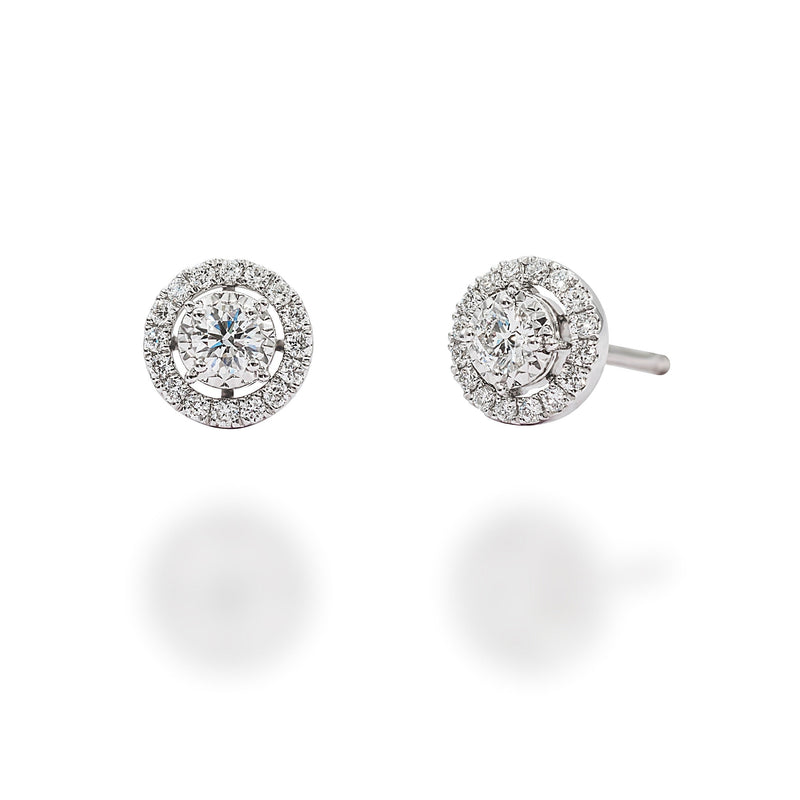 Round Brilliant Diamond Stud Earrings with Removable Diamond Halo