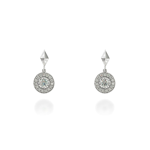 18K white gold drop earrings with ethically-sourced round brilliant diamonds