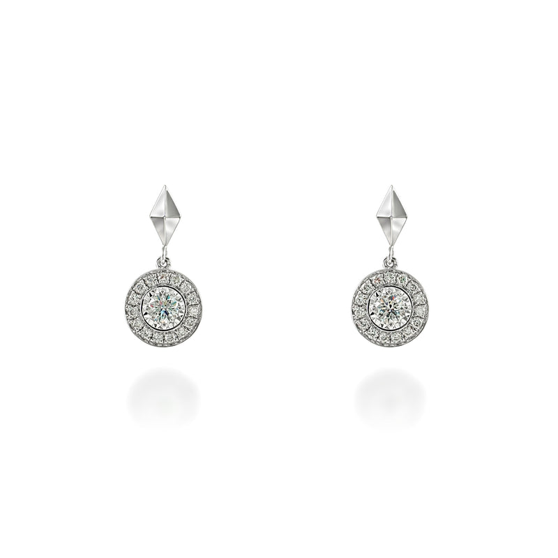 18K white gold drop earrings with ethically-sourced round brilliant diamonds