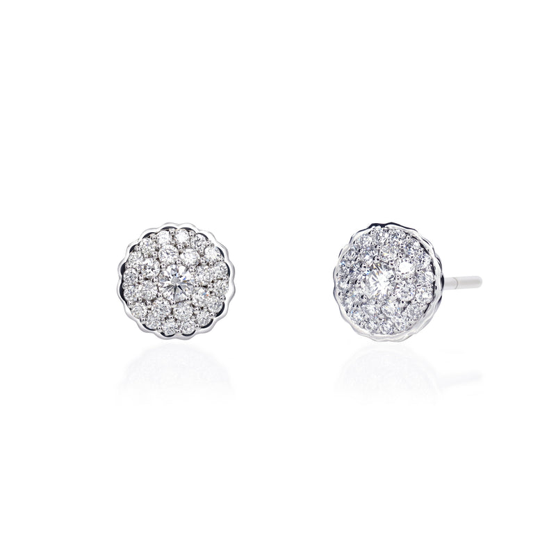 Diamond Stud Earrings. Earrings are made up of 50 round brilliant diamonds.