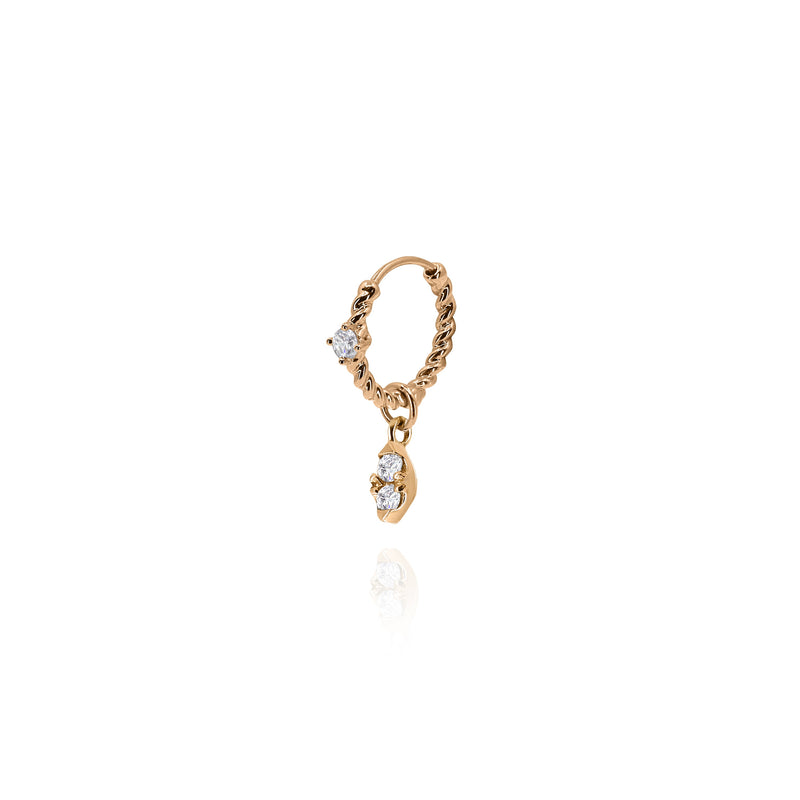 Twist Mini Diamond Hoop Earring With Prism Drop