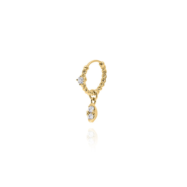 Twist Mini Diamond Hoop Earring With Prism Drop