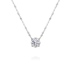 18K White Gold or Platinum Necklace with Round Brilliant Diamond Pendant