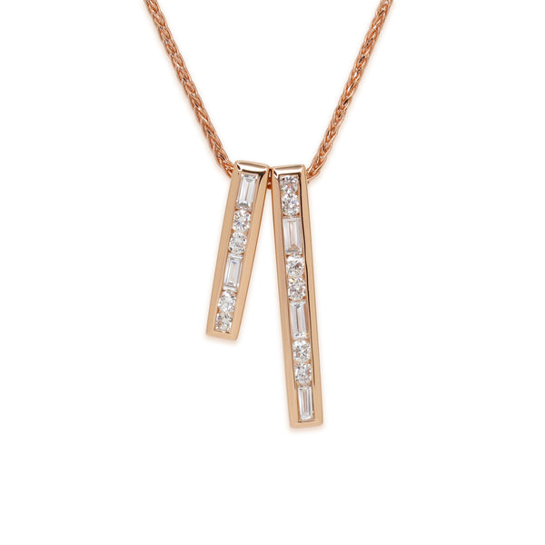 18K rose gold with ethically-sourced round brilliant and baguette diamonds