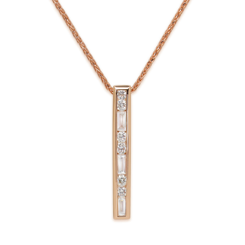 18K rose gold with ethically-sourced round brilliant and baguette diamonds