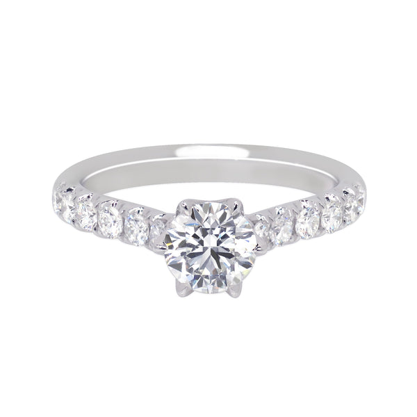 Round Brilliant Diamond Ring on a Diamond Band