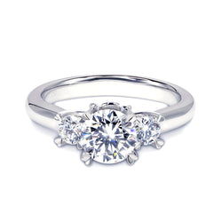 Classic Three-Stone Diamond Ring on a Platinum Band