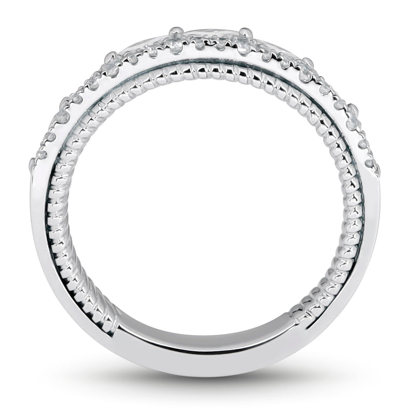 platinum women's wedding band with round brilliant and marquise diamonds 