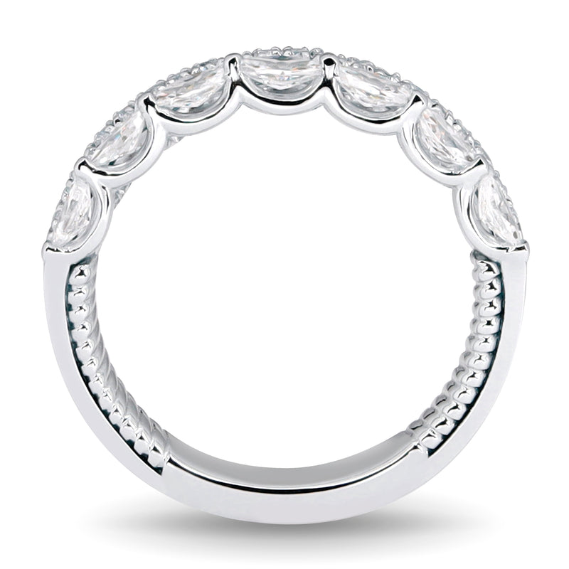 platinum women's wedding band with round brilliant and marquise diamonds 