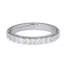 Women's Platinum Wedding Band with Princess Cut Diamonds. 