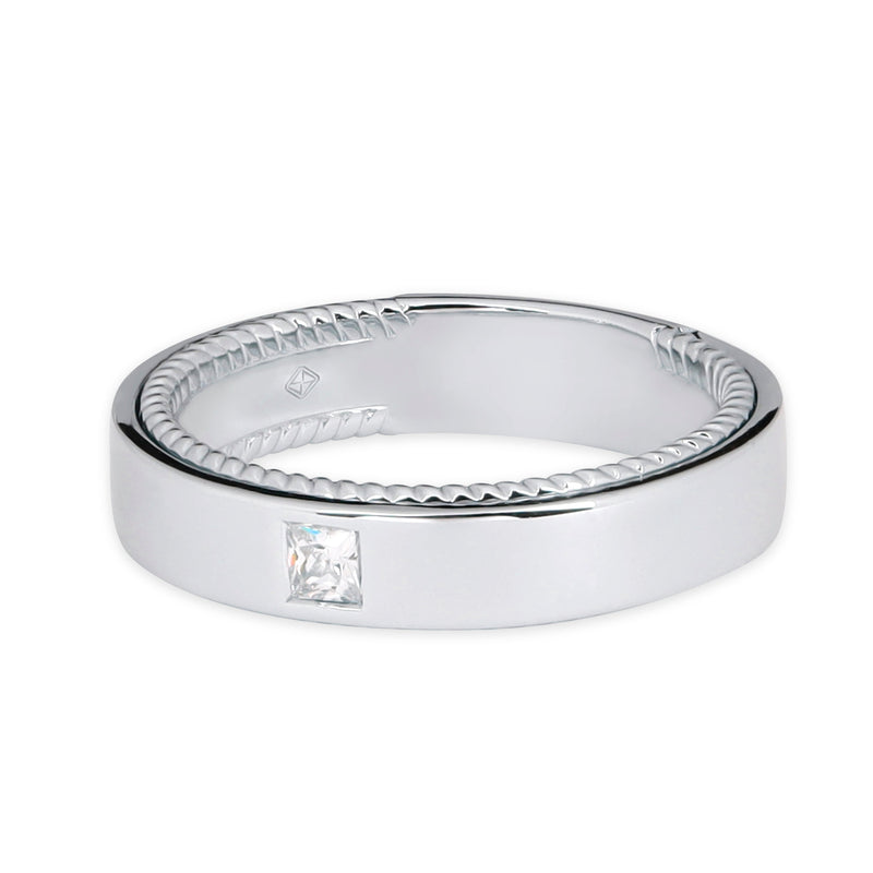 women's classic wedding band ring with princess cut diamond