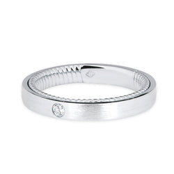 platinum white classic women's wedding band with diamond stone