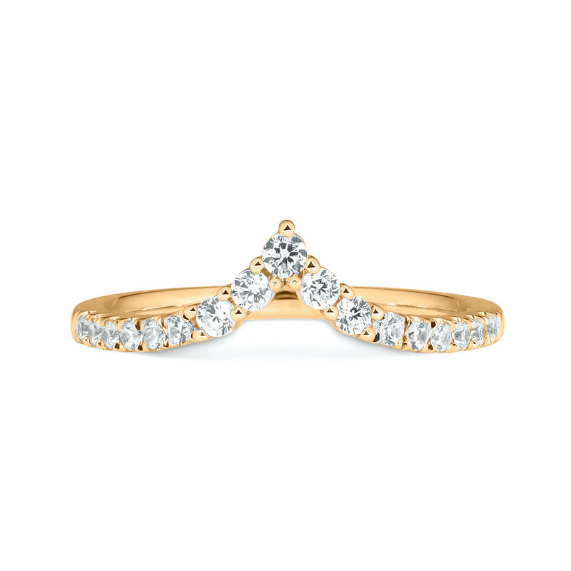 18K Yellow Gold Ring Band with Round Brilliant Diamonds